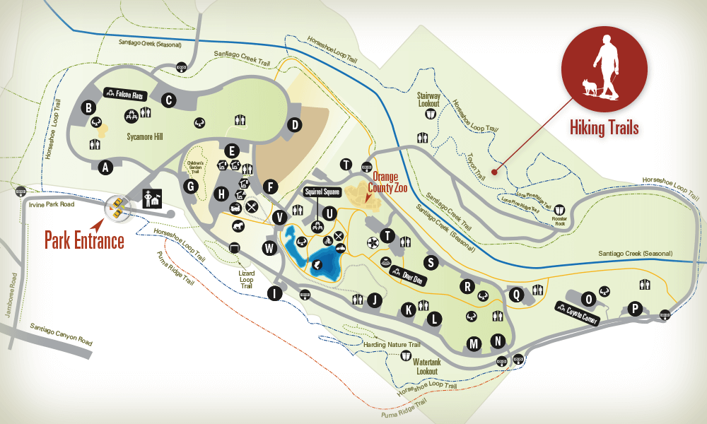 irvine regional park map Hiking Trails Nature Hikes Irvine Park Railroad irvine regional park map