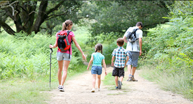 a family Hiking