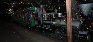Conductor on Christmas Train Waving
