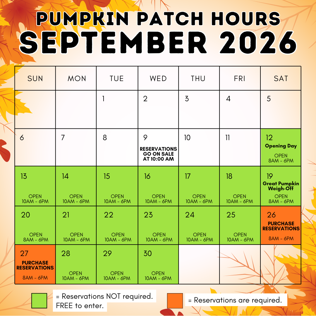 Reservation dates for Pumpkin Patch 2026