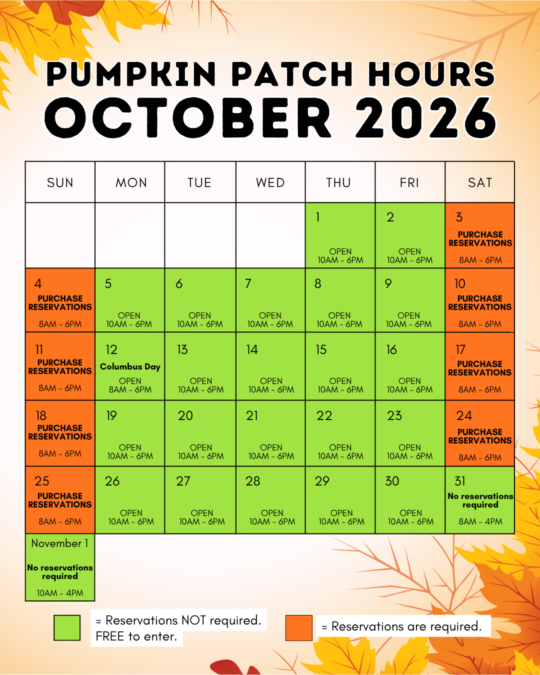 2026 Pumpkin Patch Hours at Irvine Park Railroad